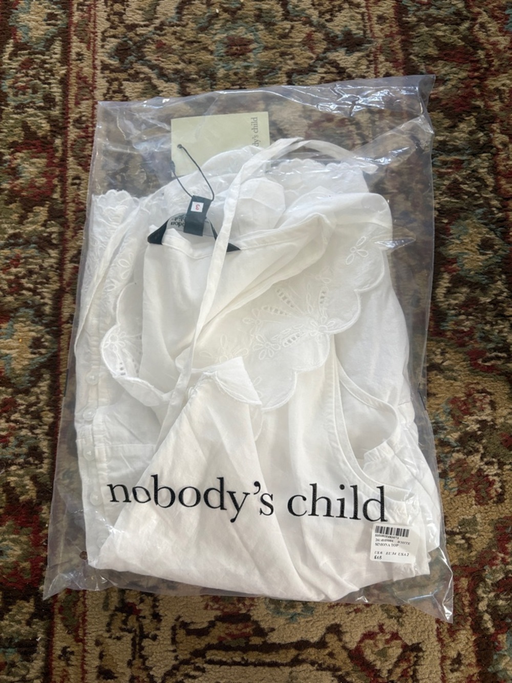 NWT Nobody’s Child White Frill Eyelet Broderie Collar Simon Peplum V Neck Top - Picture 5 of 10